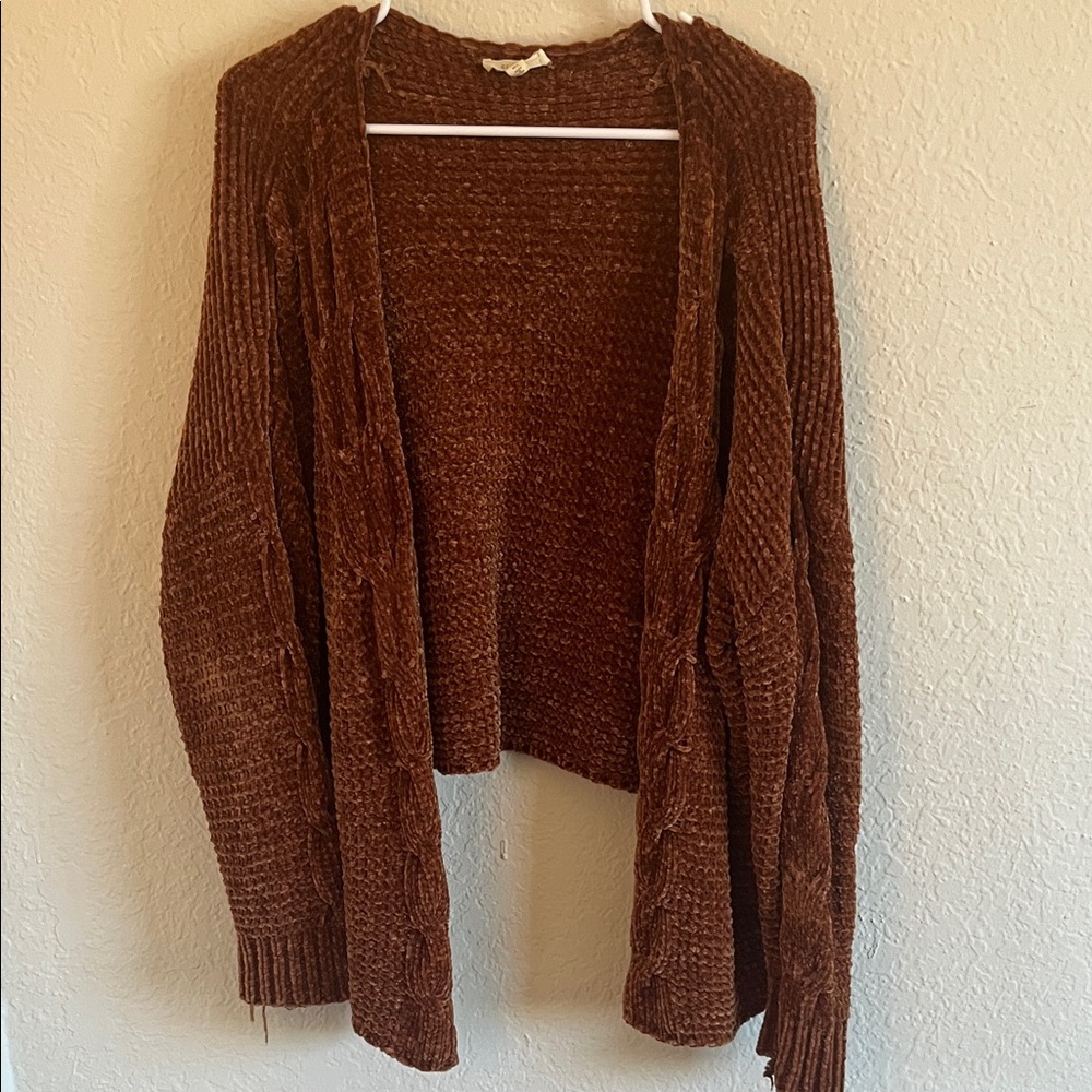 Cozy Brown Knit Sweater Velour